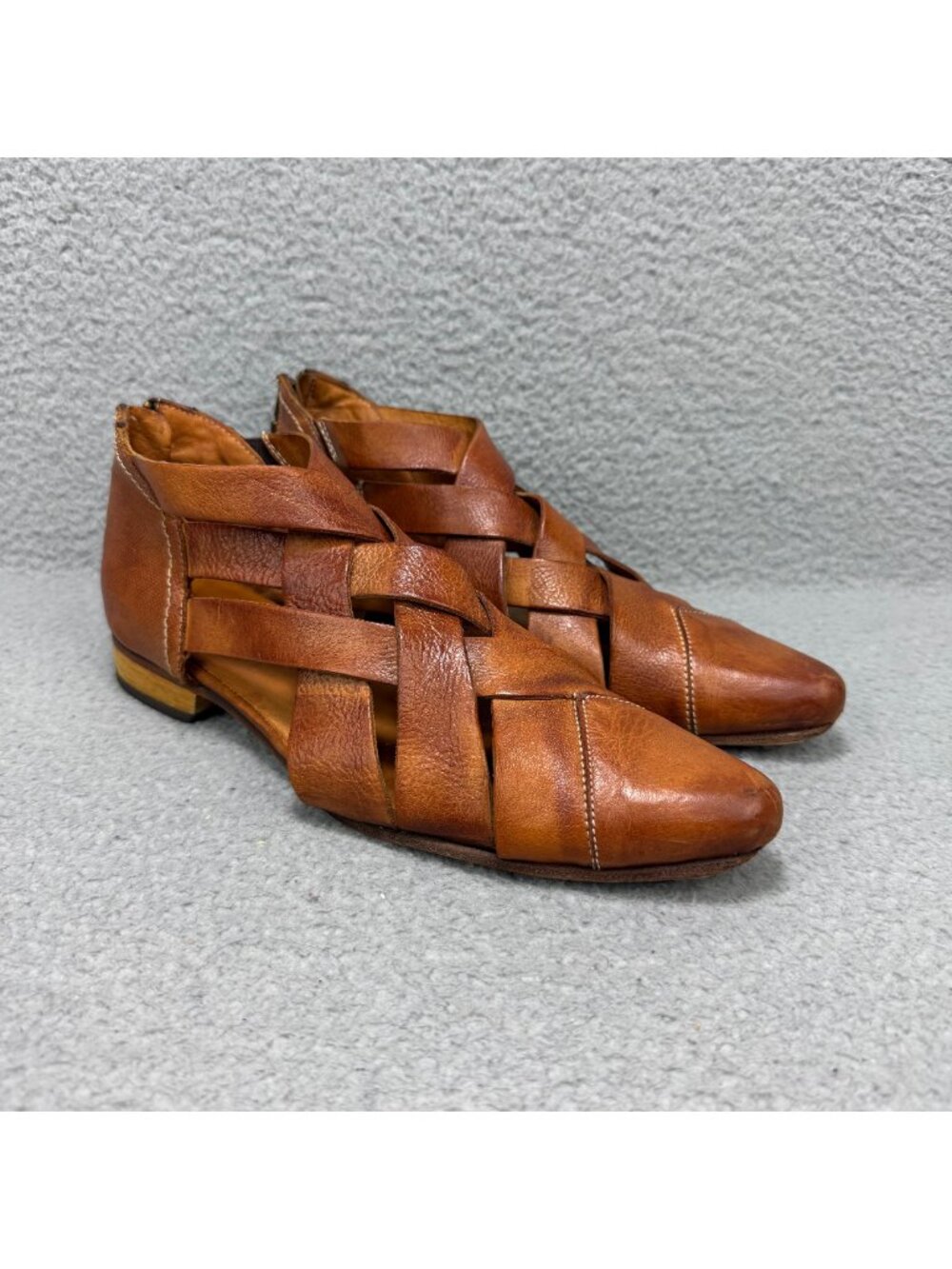 Bed Stu Sandals Womens 9 Shoes Brown Brittany Woven Leather Ankle Booties Flats